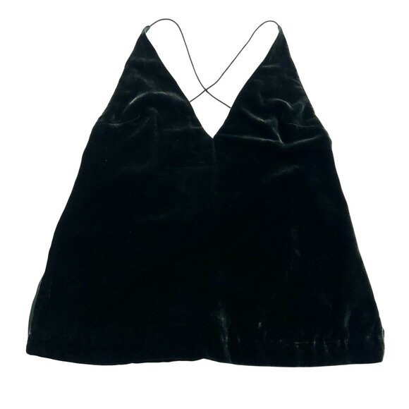 Dion Lee Silk Velvet Fine Line Cami Top in Deep Green - Picture 1 of 5